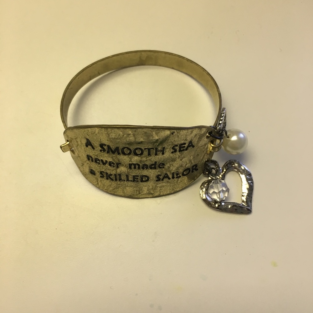 NWOT Gold Cuff Sailor quote bracelet